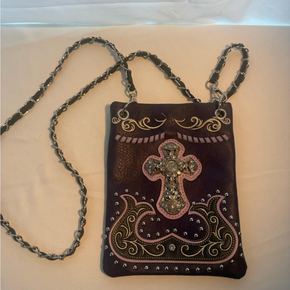 Purple Crossbody Bag with Chain Strap